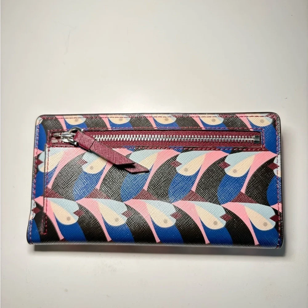 Kate Spade Cameron Geo Birds Large Slim Bifold Wallet